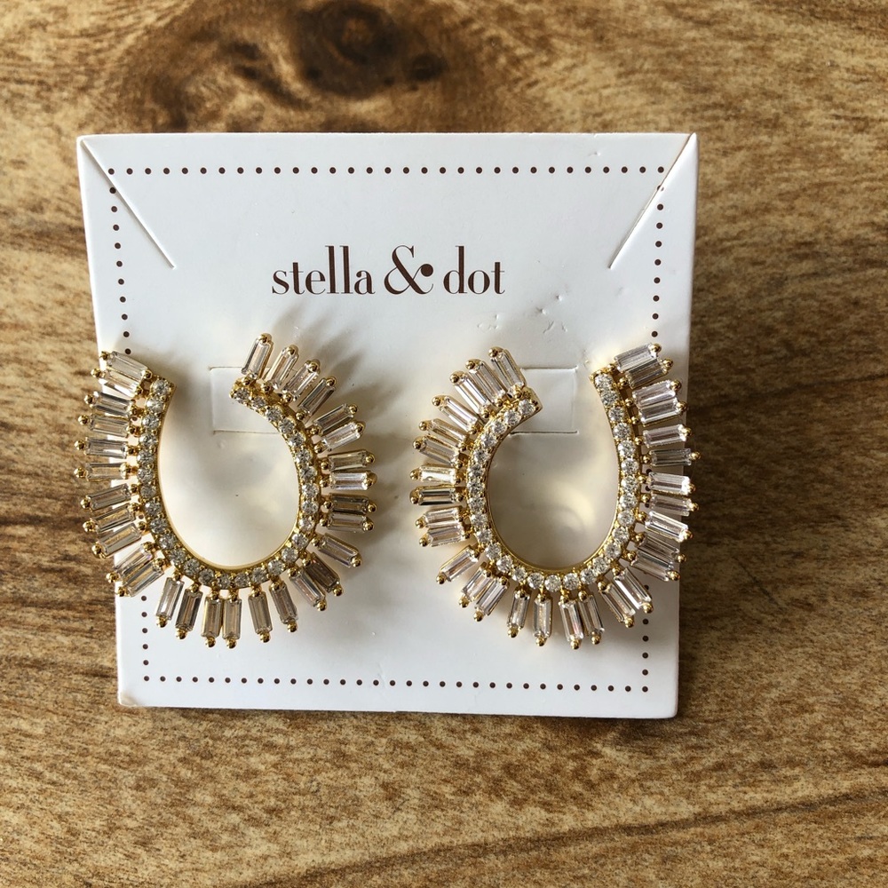 Stella & Dot Baguette Stone Blitz Earrings New
